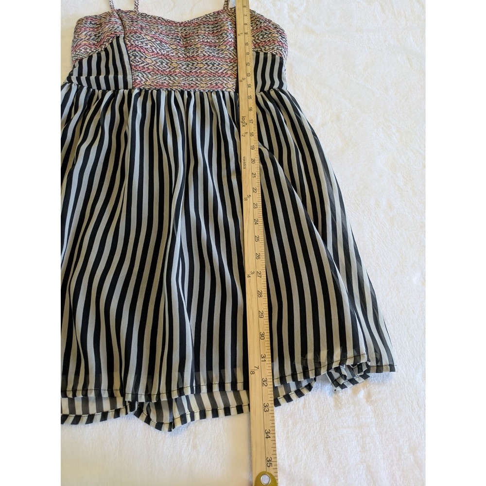 Bar III Mini Dress Womens Medium Black Stripe Boho Pattern Lined Sundress - Picture 11 of 11